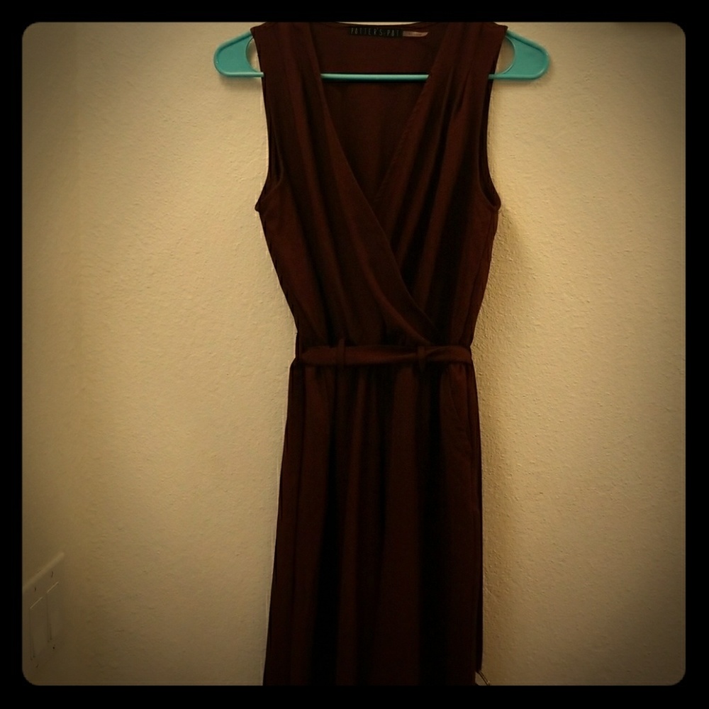 Maroon Wide Leg One Piece V-neck w/ matching belt